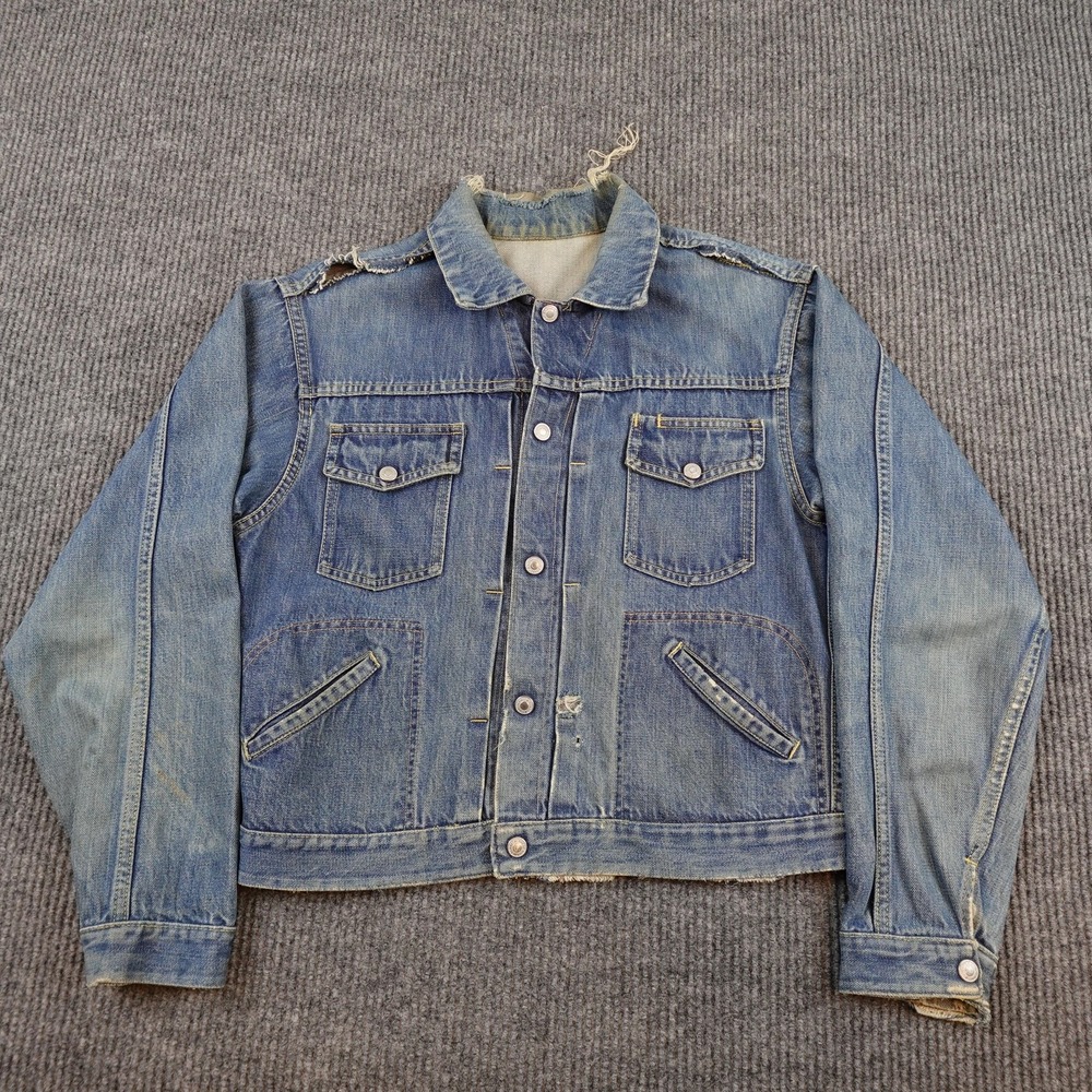 Vintage JC Penney Selvedge Denim Jacket Mens Large Blue Ranchcraft 50s 60s